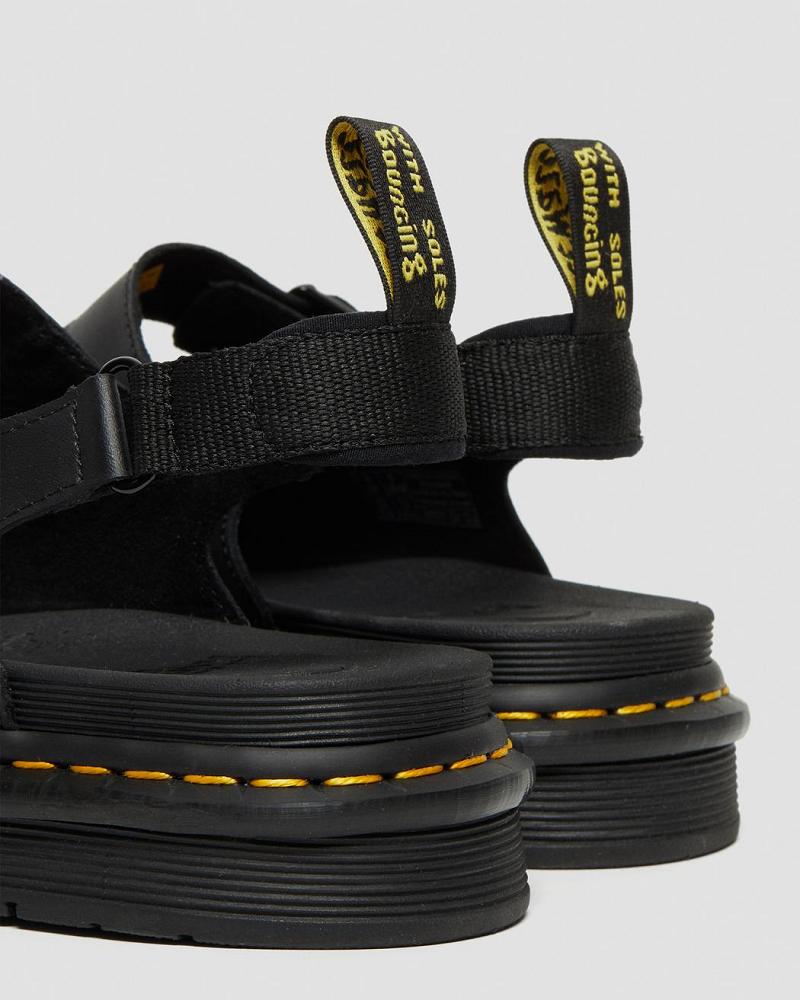 Sandalias Con Tiras Dr Martens Soloman Men's Cuero Hombre Negros | MX 165RVD